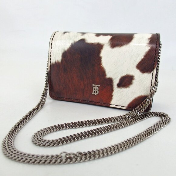 Authentic BURBERRY ITALBSRL239CAL Chain Wallet Card coin purse PVC/leather[Used] - Picture 1 of 15